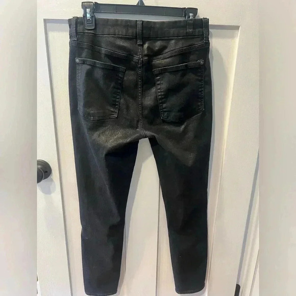 7 for all mankind ; B(AIR) HIGH WAIST ANKLE SKINNY IN COATED BLACK - Picture 10 of 11